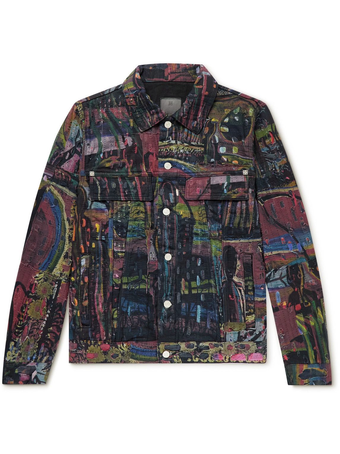 Givenchy Men's Distressed Patchwork Denim Jacket