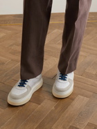 Salvatore Ferragamo - Cassina Suede-Trimmed Leather Sneakers - White