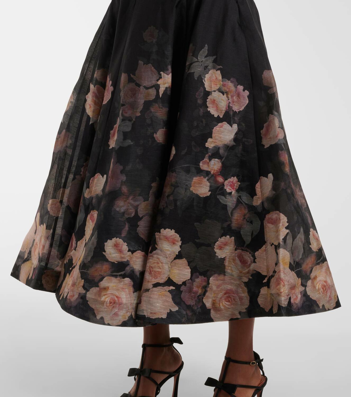 Zimmermann Crush Flared linen and silk midi skirt Zimmermann