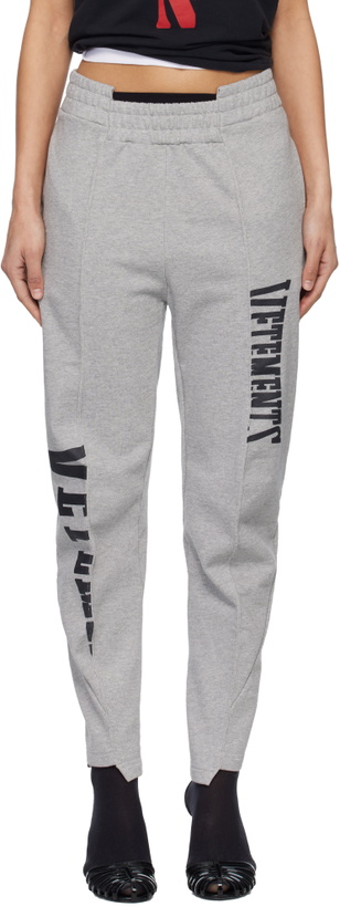 Photo: VETEMENTS Gray Cut Up Logo Sweatpants