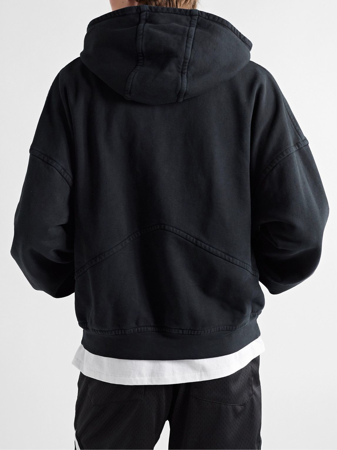 Rhude - Logo-Embroidered Cotton-Jersey Zip-Up Hoodie - Black Rhude