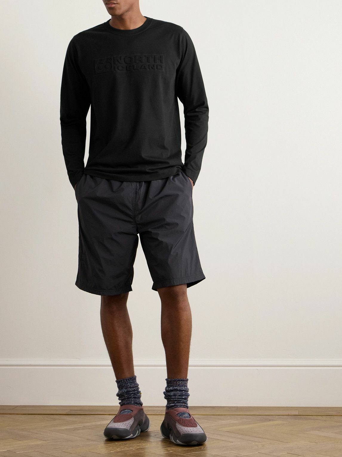 66 North - Blær Logo-Embossed Organic Cotton-Blend Tech-Jersey T-Shirt - Black