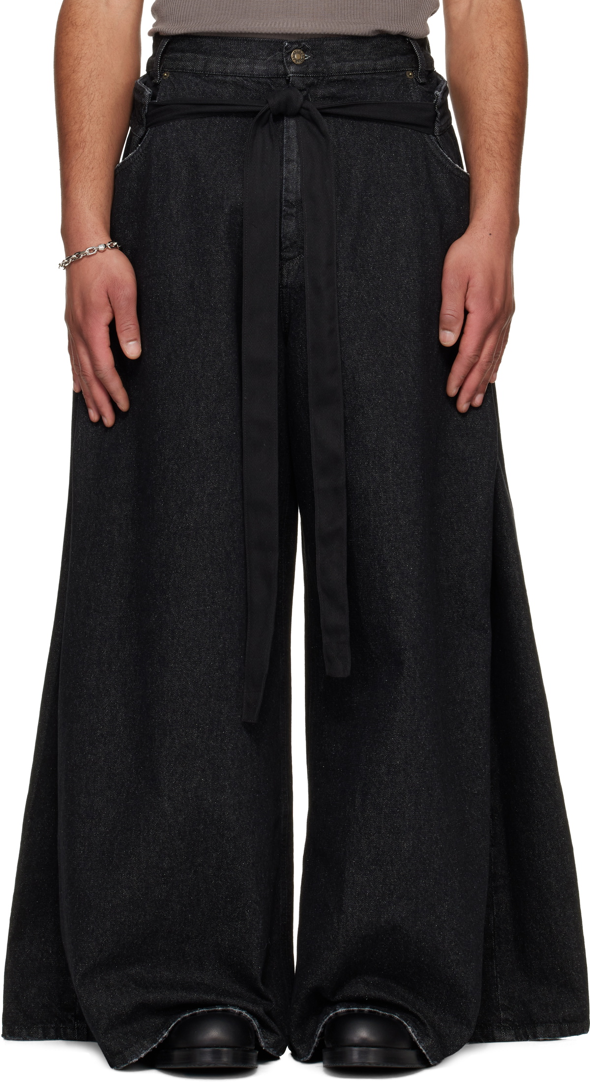 LU'U DAN Black Tie Maxi Jeans