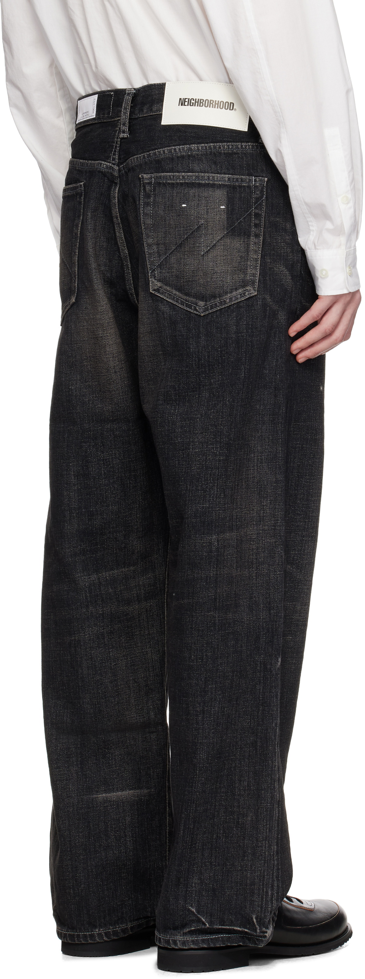 Neighborhood Black Washed Denim DP Wide Jeans Neighborhood