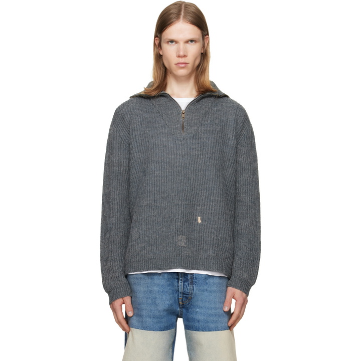 Photo: Maison Margiela Gray Mended Ribbed Sweater