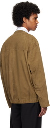 Róhe Brown Zip Suede Bomber Jacket