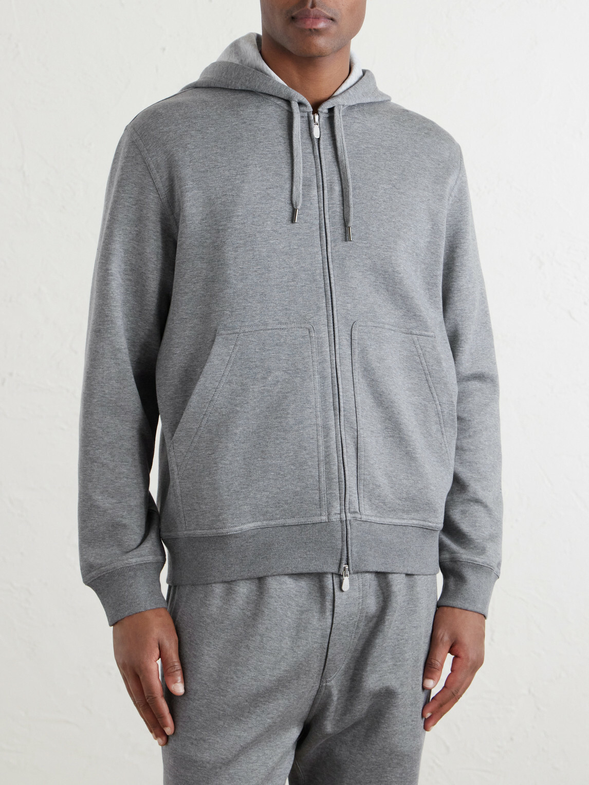 Brunello Cucinelli - Cotton-Blend Jersey Zip-Up Hoodie - Gray