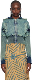 Masha Popova Blue Puffed Denim Bomber Jacket