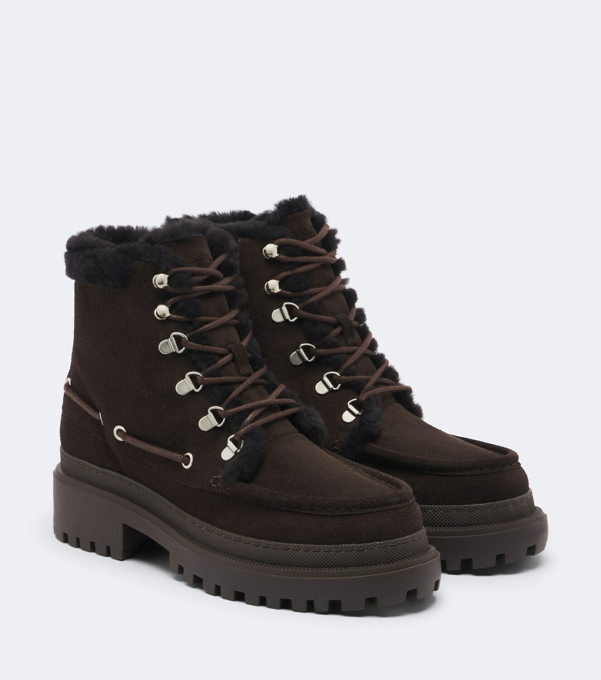 Yves Salomon Shearling-lined suede lace-up boots