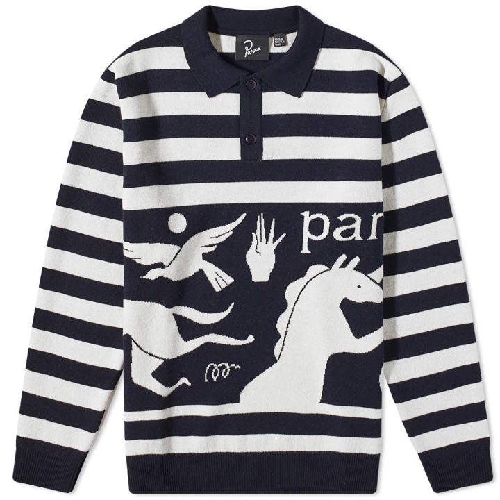 Photo: By Parra Basket Bird Horse Knitted Polo