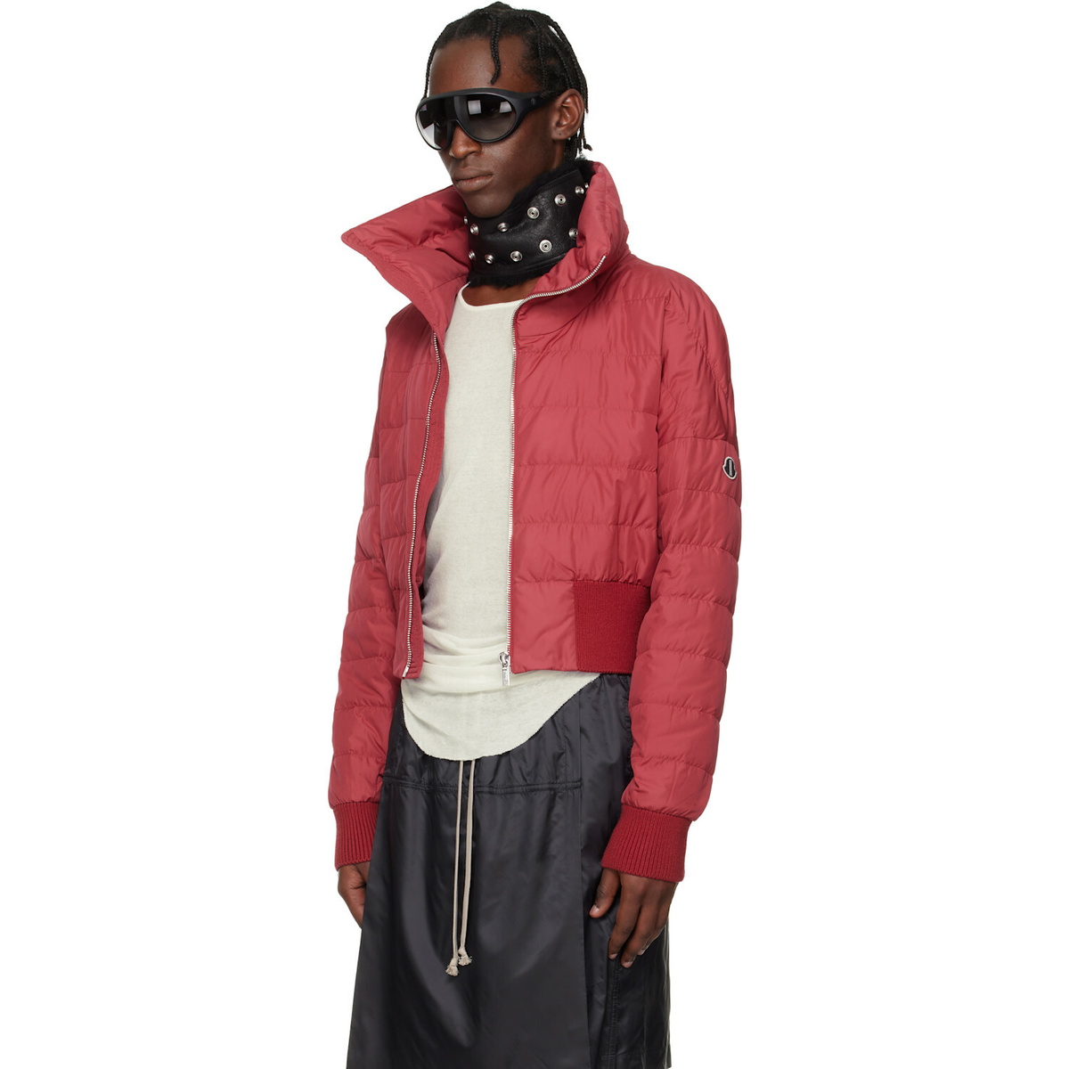 Rick Owens Moncler + Rick Owens Red Cropped Down Jacket
