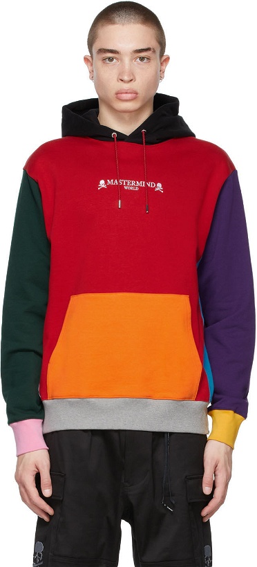 Photo: mastermind WORLD Red Boxy Multi Colored Hoodie