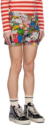 ERL Multicolor Printed Denim Shorts