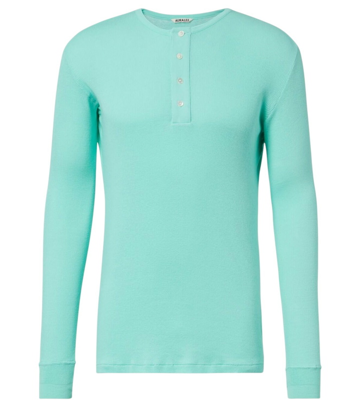 Photo: Auralee Ribbed-knit cotton Henley shirt
