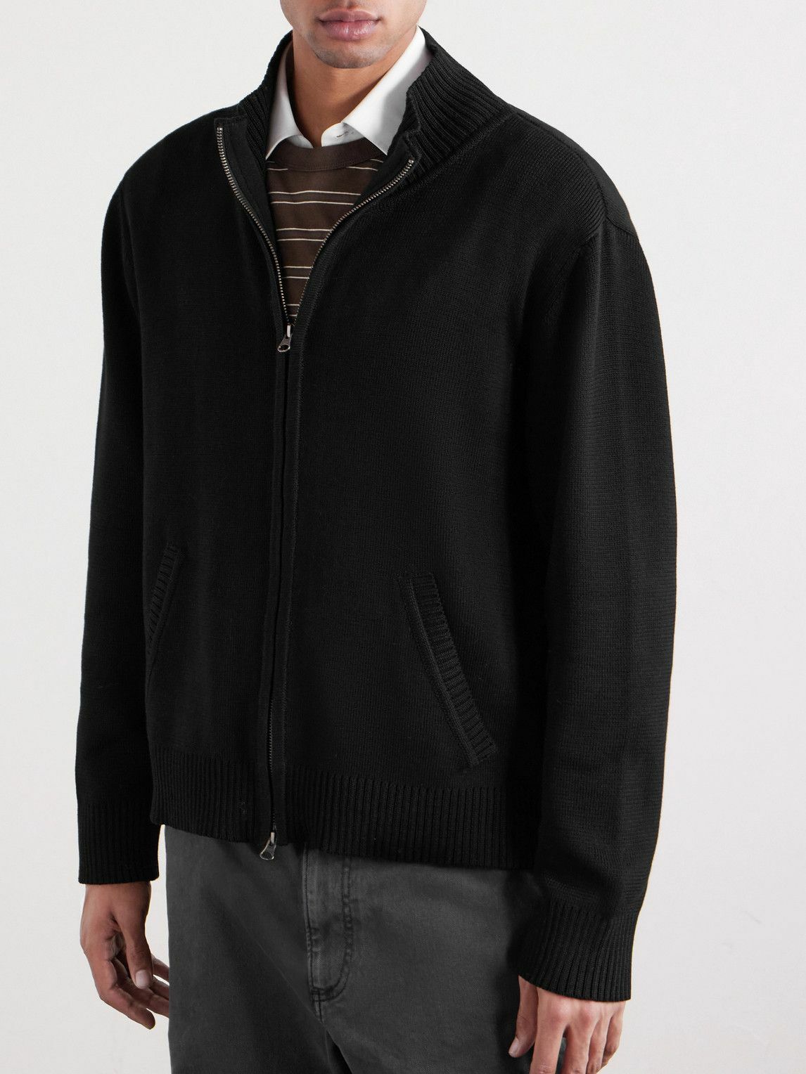 Corridor - Organic Cotton Zip-Up Cardigan - Black