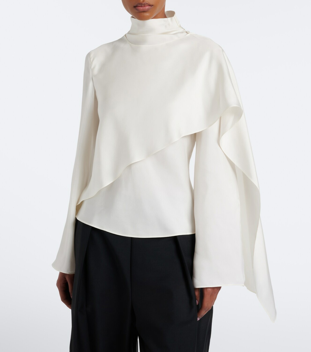 Róhe Caped silk satin turtleneck top