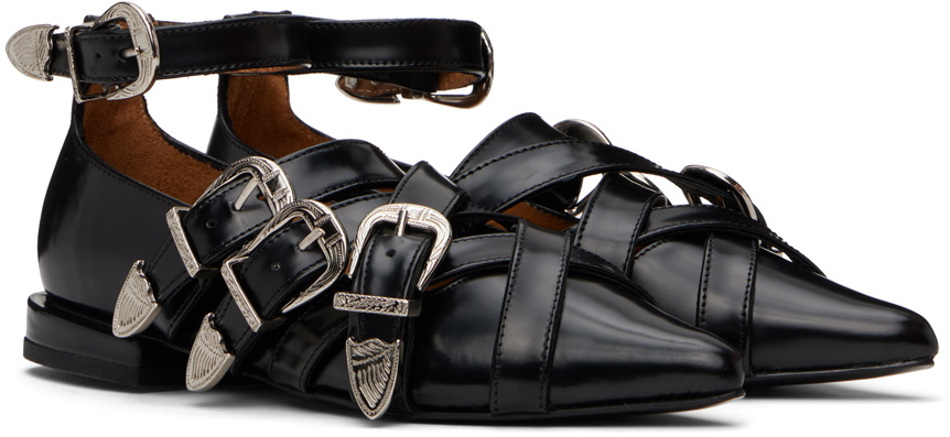 Toga Pulla SSENSE Exclusive Black Cross Strap Ballerina Flats Toga