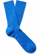 Johnstons of Elgin - Ribbed Cashmere-Blend Socks - Blue