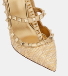 Valentino Garavani Rockstud raffia and leather pumps