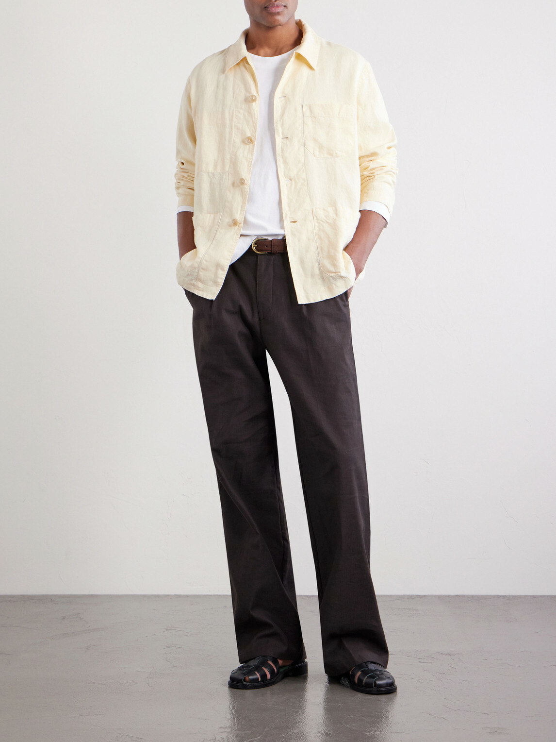 Hartford - Perry Linen and Cotton-Blend Woven Jacket - Yellow