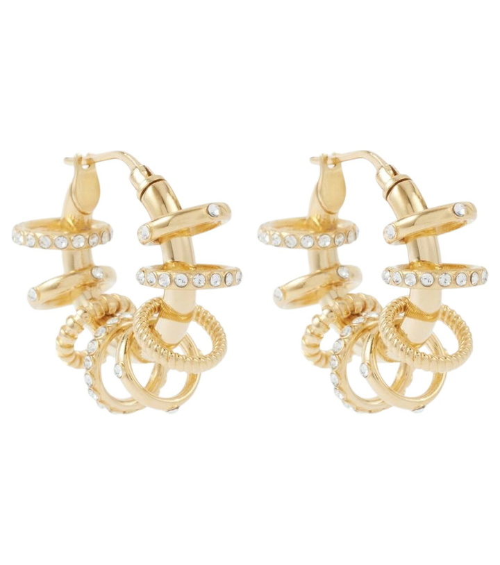 Photo: Amina Muaddi Multi Ring Small embellished hoop earrings