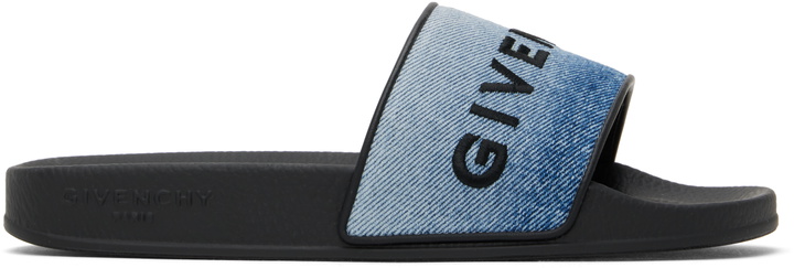 Photo: Givenchy Blue Slide Flat Pool Slides