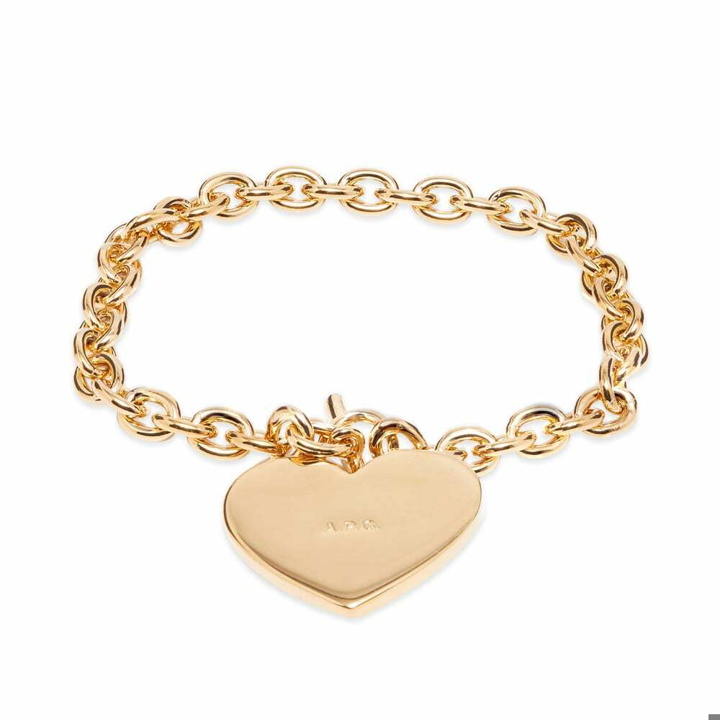 Photo: A.P.C. Men's Heart Logo Bracelet in Gold