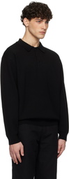 Uniform Bridge Black Collar L/S Knit Polo