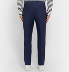 Mr P. - Navy Slim-Fit Cotton and Linen-Blend Twill Trousers - Blue