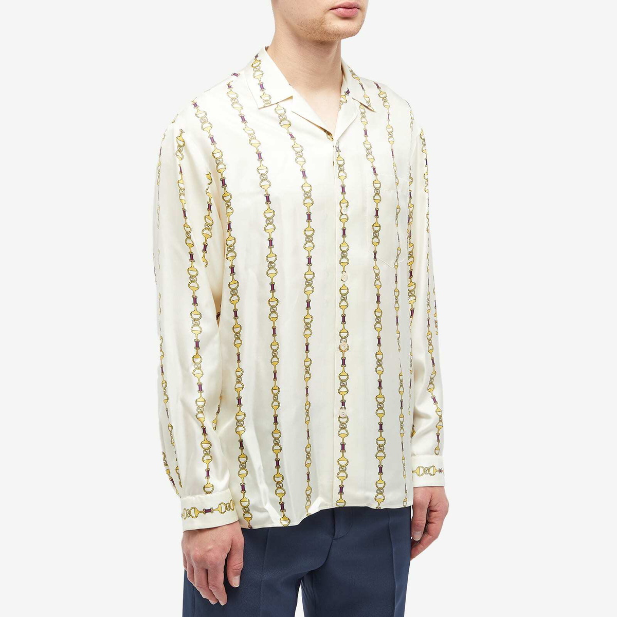 Gucci Men's Horsebit Vacation Shirt in Ivory Gucci