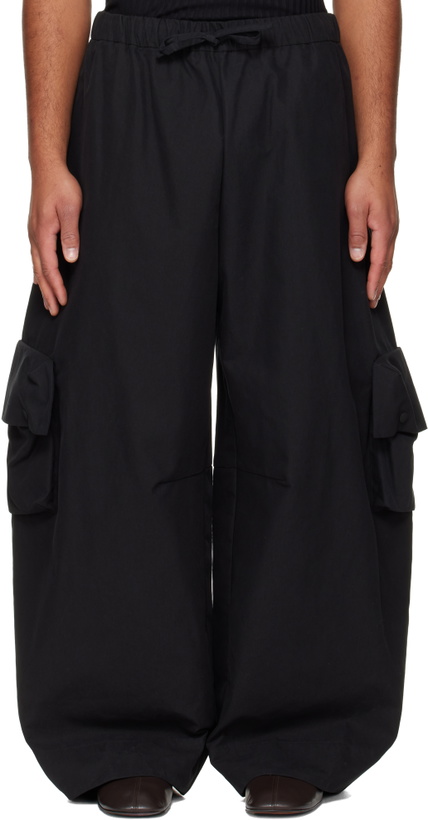 Photo: Simone Rocha Black Multi Pocket Puddle Drawstring Cargo Pants