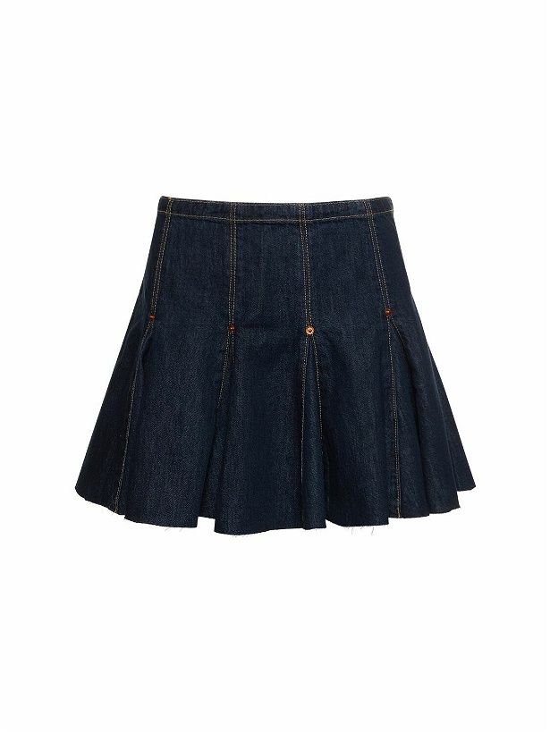 Photo: RE/DONE - Pleated Denim Cotton Blend Mini Skirt