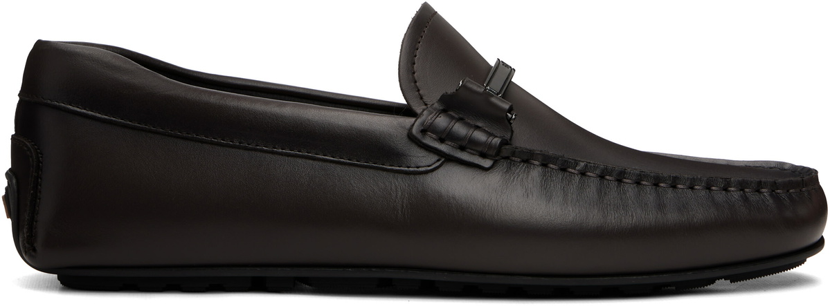 BOSS Brown Nappa-Leather Driver Loafers