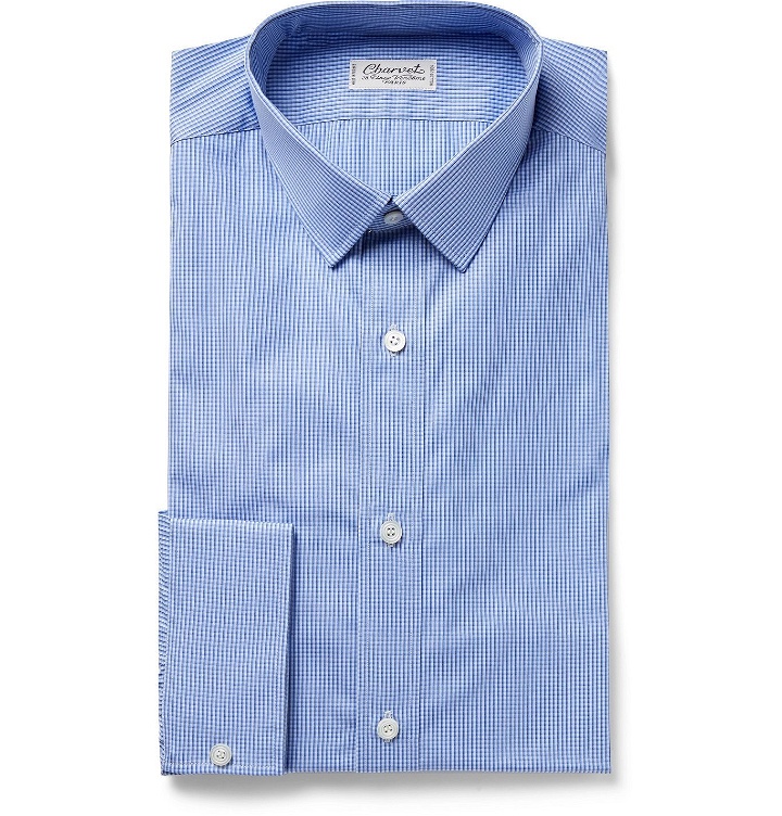 Photo: CHARVET - Checked Cotton-Poplin Shirt - Blue