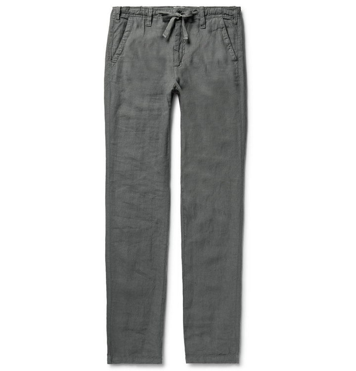 Photo: Hartford - Charcoal Troy Slim-Fit Linen Drawstring Trousers - Charcoal