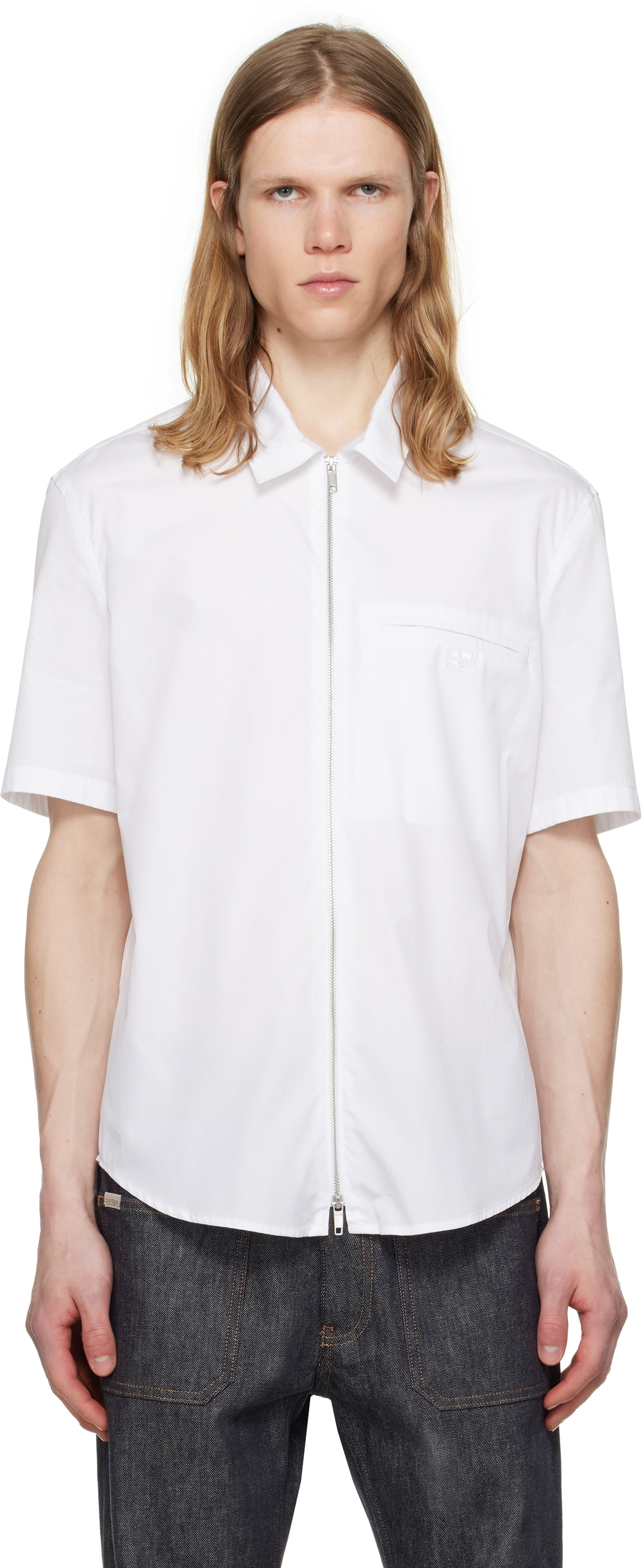 Courrèges White Zipped Poplin Shirt