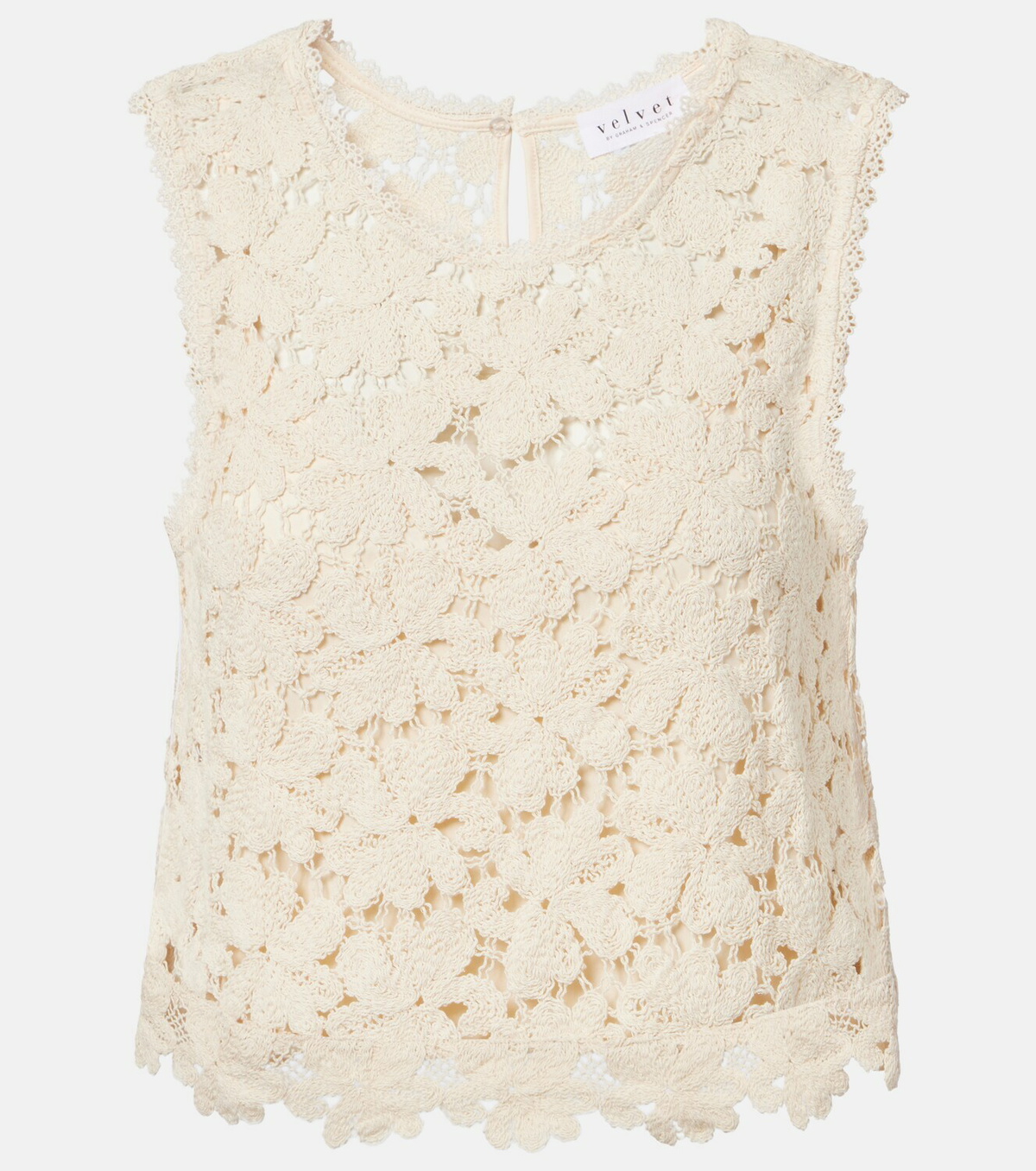 Velvet Simona cotton-blend guipure lace top