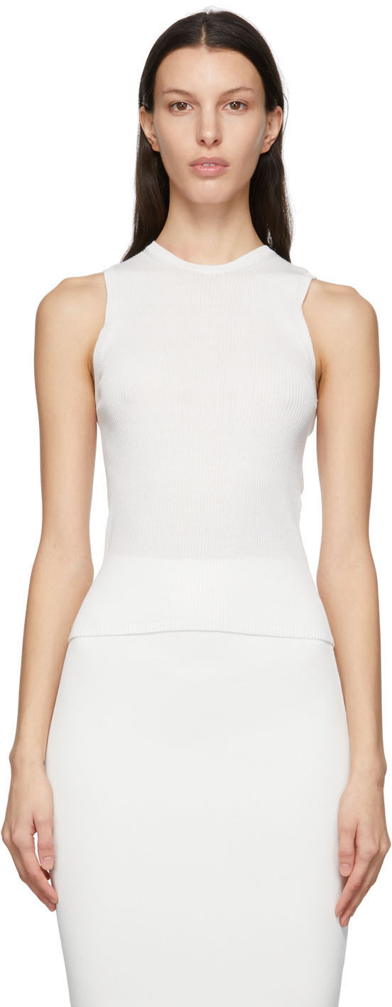WARDROBE.NYC White Knit Tank Top WARDROBE.NYC