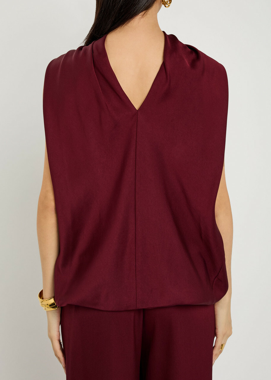 Simkhai Scarlett Cape-effect Satin top Red