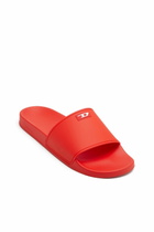 Diesel Sa-Swim-Rubber pool slides with D logo - Slides Mens in Red