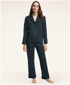 Brooks Brothers Women's Brushed Cotton Black Watch Pajama Set | Navy/Green
