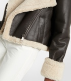 CO Shearling-trimmed leather biker jacket