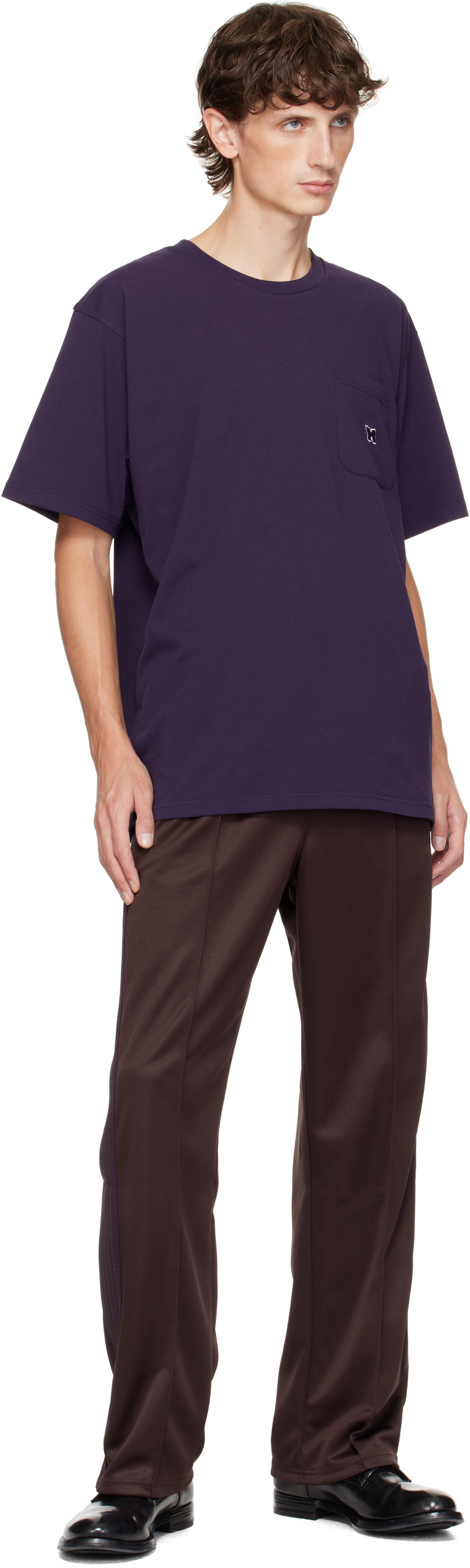 NEEDLES Purple Embroidered-Logo T-shirt Needles