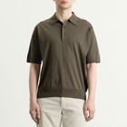 Auralee Men's Knitted Polo in Olive Gray