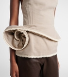 Magda Butrym Peplum floral-appliqué linen top
