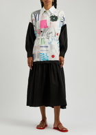 Lovebirds Printed Cotton-poplin Midi Shirt Dress Black
