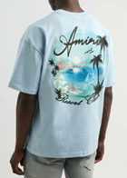 Amiri Paradise Printed Cotton T-shirt Light Blue