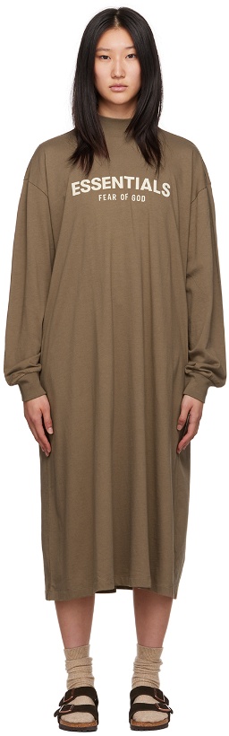 Photo: Essentials Brown Long Sleeve Midi Dress
