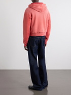 Acne Studios - Feida Cropped Logo-Print Cotton-Jersey Zip-Up Hoodie - Red