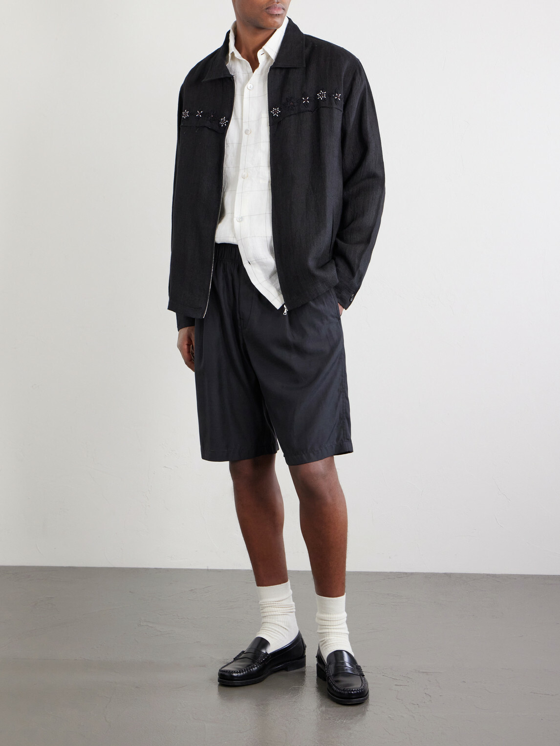 Kartik Research - Pataudi Checked Linen Shirt - White